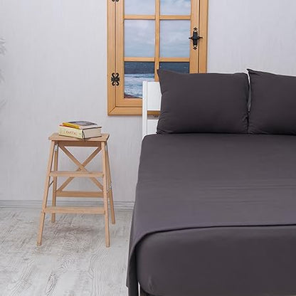 100 Cotton Bed Sheet Set with Deep Pocket - T-Shirt Fabric Jersey Knit - Extra Soft - Easy Fit - 4 Piece Set with Pillowcases - All Season - Comfy  4 pcs (Anthracite, Full)