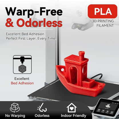 Kingroon PLA 3D Printer Filament, Dimensional Accuracy +/- 0.02 mm, 1 kg Spool(2.2lbs), 1.75 mm?Red