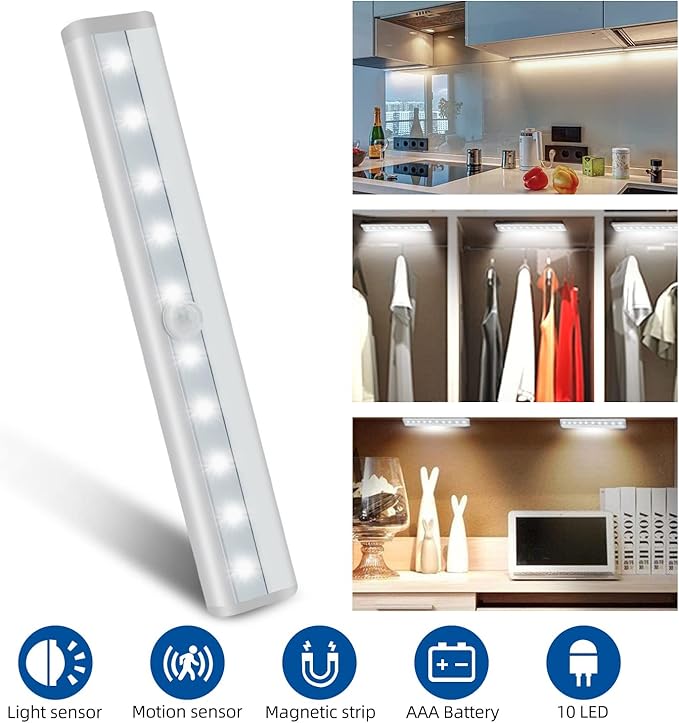 LED Closet Light, Motion Activated Lights, LED Motion Sensor Lights, Anywhere Adhesive Magnetic Night Light Bar for Closet, Hallway, Staircase, Closet, Kitchen