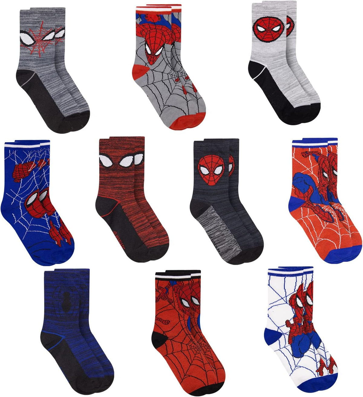 Marvel Spiderman Boys Socks - 10-Pack Decorative Toddler Socks with Amazing Legends Design.( Size 6-10 )