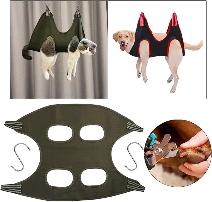 Grooming Hammock for Cleaning and Nail Clipping, Dark Green M