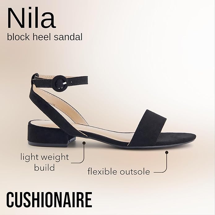 CUSHIONAIRE Women's Nila one band low block heel sandal +Wide Widths Available