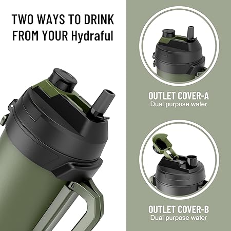 Hydraful 1 Gallon Water Jug, 128 oz Large Insulated Stainless Steel Sports Water Jug, Large Triple Wall Vacuum Insulation Water Bottle-Keeps Cold up to 48 Hrs-Sweat Proof, for Gym, Hiking  Camping