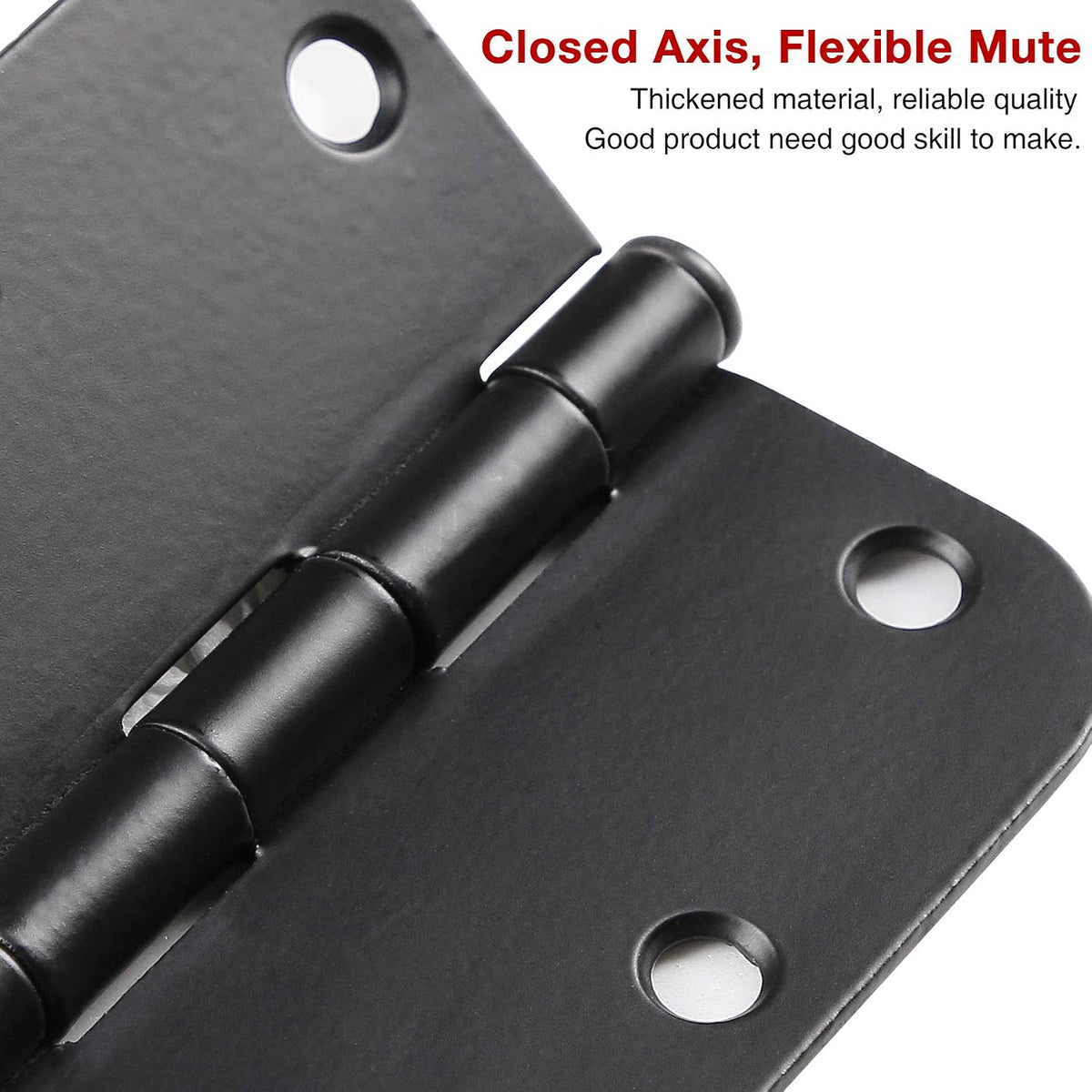 18 Pack Matte Black Door Hinges 3 1/2 Inch Interior Door Hinges 3.5 Inch Rounded 5/8” Radius Corners No-Squeak Sturdy Flat Iron Construction Standard Residential Hardware for Bedroom Home Indoor Doors