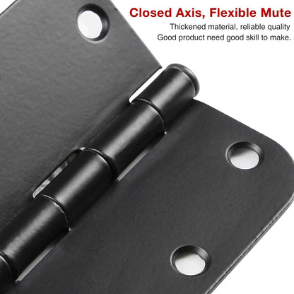 18 Pack Matte Black Door Hinges 3 1/2 Inch Interior Door Hinges 3.5 Inch Rounded 5/8” Radius Corners No-Squeak Sturdy Flat Iron Construction Standard Residential Hardware for Bedroom Home Indoor Doors