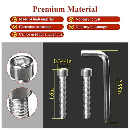 2 Pcs 1002-53-B, 1002-48-B Long Screws with 1 Pc Allen Key, 1002-53 Alloy Steel Silver Finish Screw Locks, Fit for Fuel Offroad Wheel Black Center Cap, No Center Cap Included