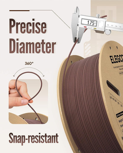 ELEGOO PLA Filament 1.75mm Oak Wood 1KG, Real Wood Flour Added 3D Printer Filament, 1kg Spool(2.2lbs) Fits for Most FDM 3D Printers