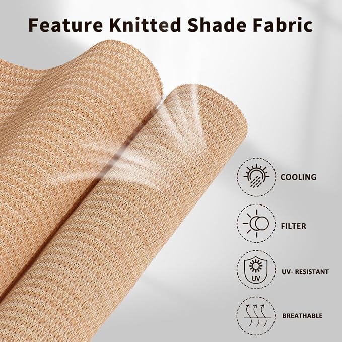 Outdoor Sunshade Roller Shade 6'W x 6'H (72" Wx72 H), Exterior Cordless Roll Up Shades Blinds, UV Protection Shade Cloth with Crank Operation for Outside Windows Patio Porch Gazebo, Walnut