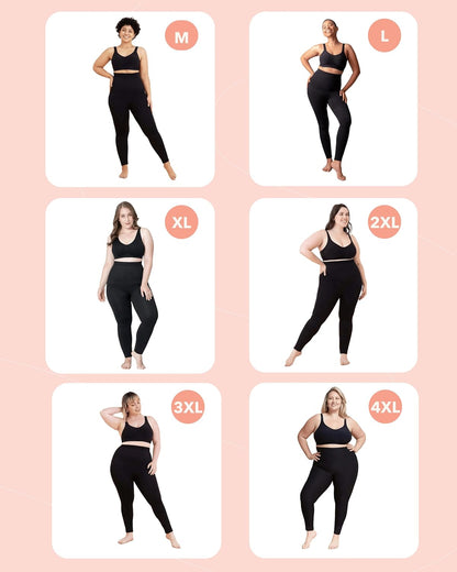 High Waisted Tummy Control Compression Leggings for Women - Petite to Plus Size Womens Leggings Non See Through