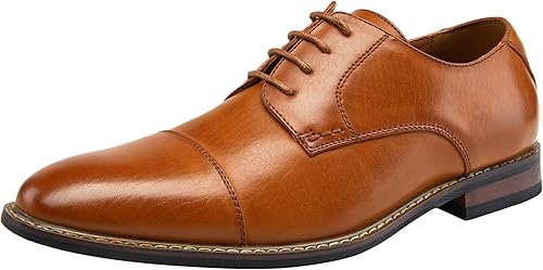 Jousen Men's Dress Cap Toe Shoes Wingtip Brogue Oxford Formal Shoes for Men Business Derby Shoes