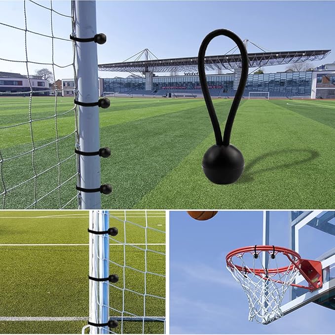 NODG 24 Pieces Ball Bungee 4,6,9 Inch Black Bungee Balls Heavy Duty Tarp Ball Bungee Cords Elastic String 4mm Thickness Tarp  Canopy Shock Cords for Camping, Tents, Cargo, Holding Wire