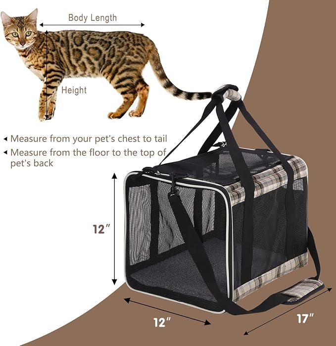 EXPAWLORER Cat Carrier Large, Soft-Sided Pet Carrier for Cat,Top Load Cat Travel Carriers for Medium Cats Under 25, Airline Approved Pet Bag Carriers Fit 2 Kitties Small Dogs