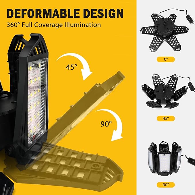 DEWALT LED Work Light for 20V Battery, 68W 6800LM Garage Flood and Ceiling Lights, Ideal for Car Repairs, Workshop, Camping