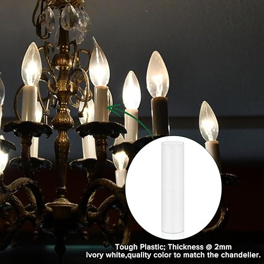 3.5 Inch Tall White Plastic Candle Covers Sleeves,Chandelier Socket Sleeves,Candelabra Base E12 Socket Covers Set of 6 (3.5 inches high  6pcs)