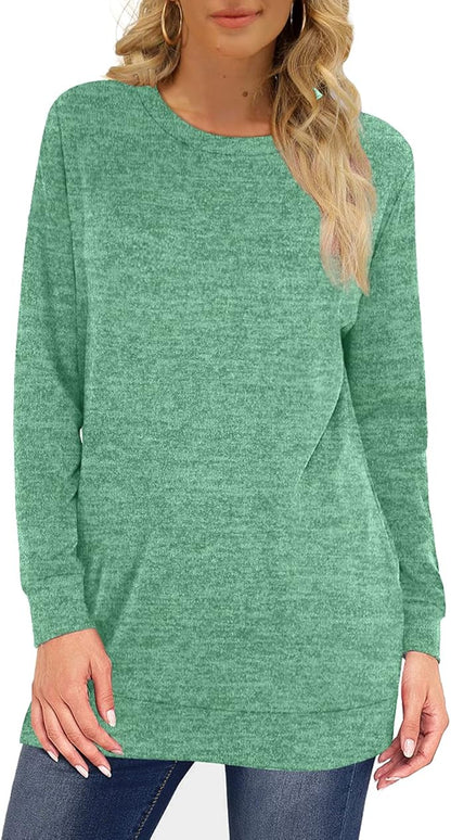 Sweatshirts for Women Crew Neck Long Sleeve Plain Fashion Casual Tops