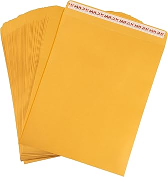 JAM PAPER 11 12 x 14 12 Open End Catalog Commercial Envelopes with Peel and Seal Closure - Brown Kraft Manila - 50Pack