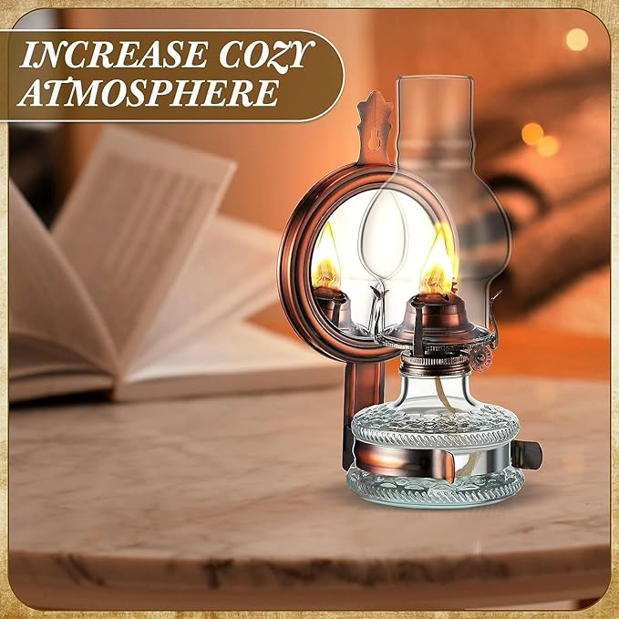 Glass Kerosene Lamp Portable Oil Lamp Lantern With Mirror- Large Capacity 300ml10oz Kerosene Lamp Rustic Wall Mounted IndoorOutdoor Camping Hurricane Lamp Home Decor Lighting Kerosene Horse Oil Lamp