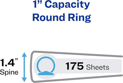 Avery Economy 3 Ring Binder, 1" Round Rings, 1 Red Binder (03310)