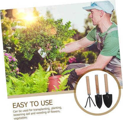 PartyKindom 1 Set Set Garden Tool Set Trowel Garden Tool Heavy Duty Gardening Kit Small Garden Tool Garden Tool Kit Gardening Hand Tools Cultivator Hand Rake Hand Trowel Hand Shovel Black Wood