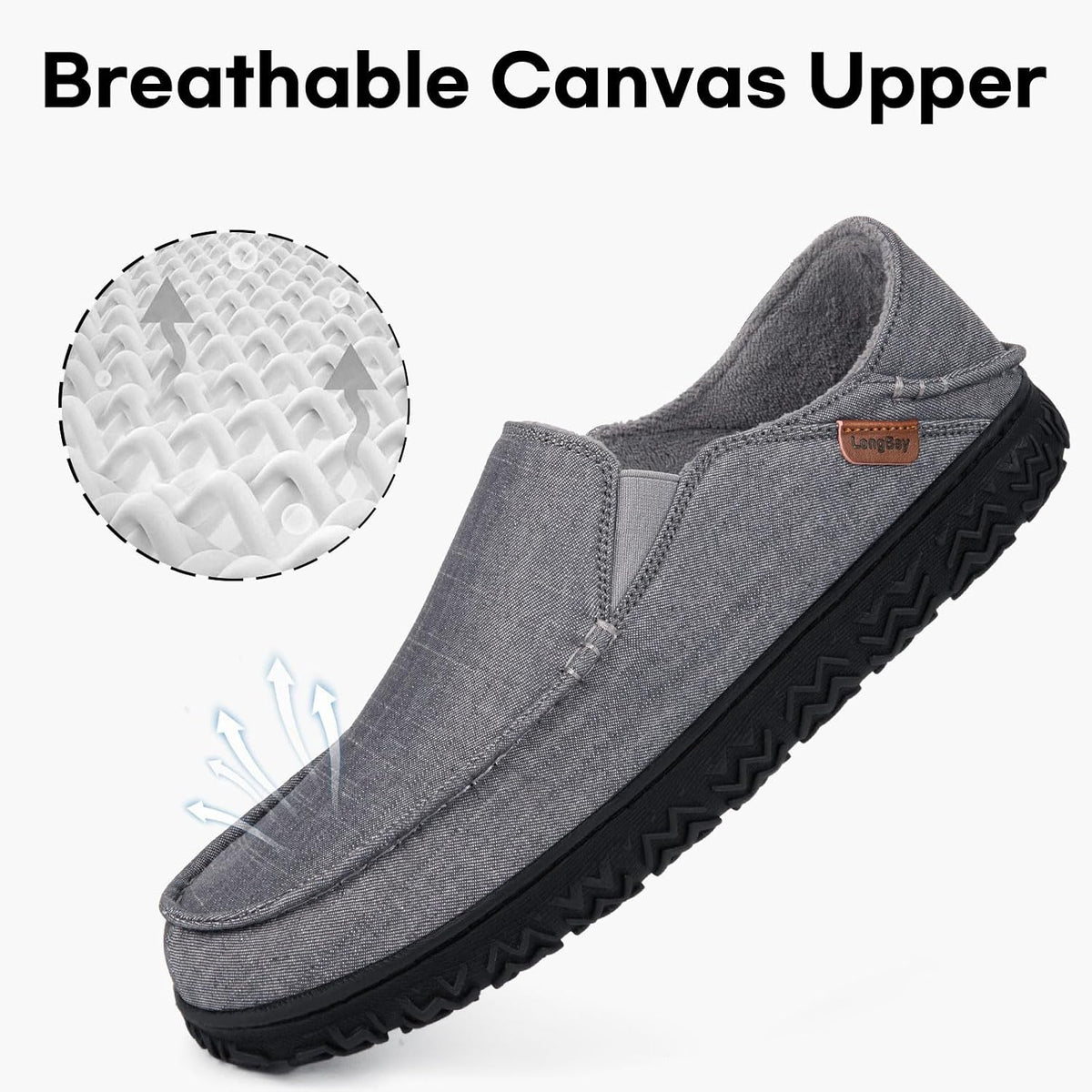 LongBay Men's Moccasin Slippers Comfy Warm Memory Foam House Shoes Winter for Indoor Outdoor