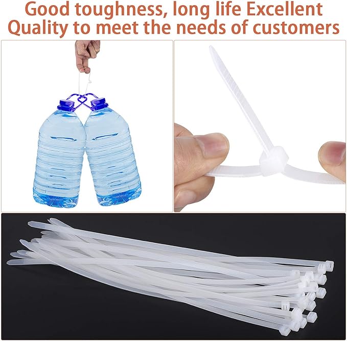 Zip Ties Heavy Duty Nylon Self-locking Wire Ties 30 Pack - White (24 Inch)