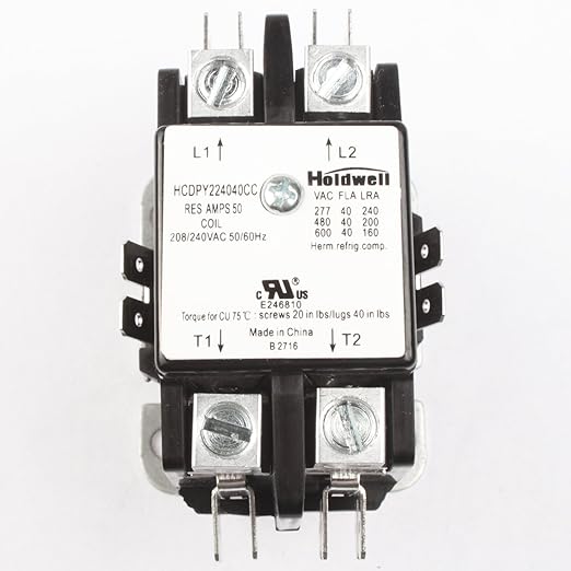 Holdwell 45GG20AG 2 Pole 40 Amp 240V Coil Definite Purpose Air Conditioner Contactor