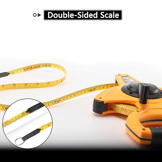 LAND 100FT30M Heavy Duty Fiberglass Tape Measure - 12-Inch Wide, Dual InchMetric Scale, Durable Open Reel Measuring Tape for Surveying, Engineering, Runway Construction