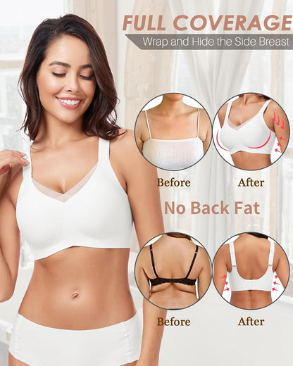 WOWENY Wireless Bras for Women No Underwire Push Up Bra Comfort Seamless Full Coverage Bralettes with Support Everyday Bra