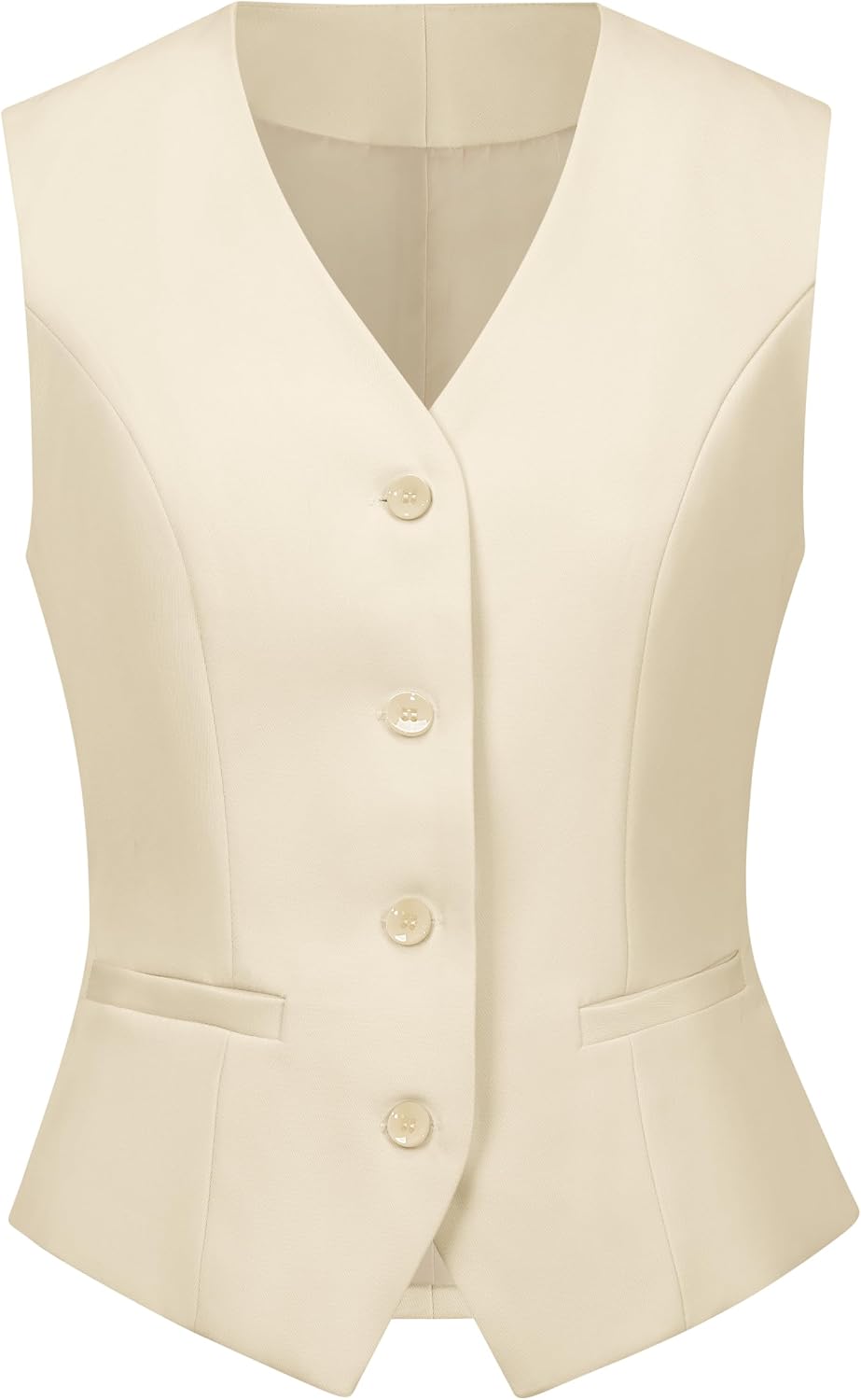 V VOCNI Women's Fully Lined 4 Button Dressy Suit Vest Waistcoat | V Neck, Sleeveless, Slim Fit, Formal Dress Waistcoat, Business Casual Vest Tops