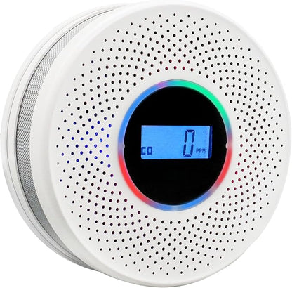 Smoke Detector Carbon Monoxide Detector Combo with Digital Display and Sound Light Alarm, 2-in-1 Smoke  CO Alarm with Battery Operated for Home, Travel or RV