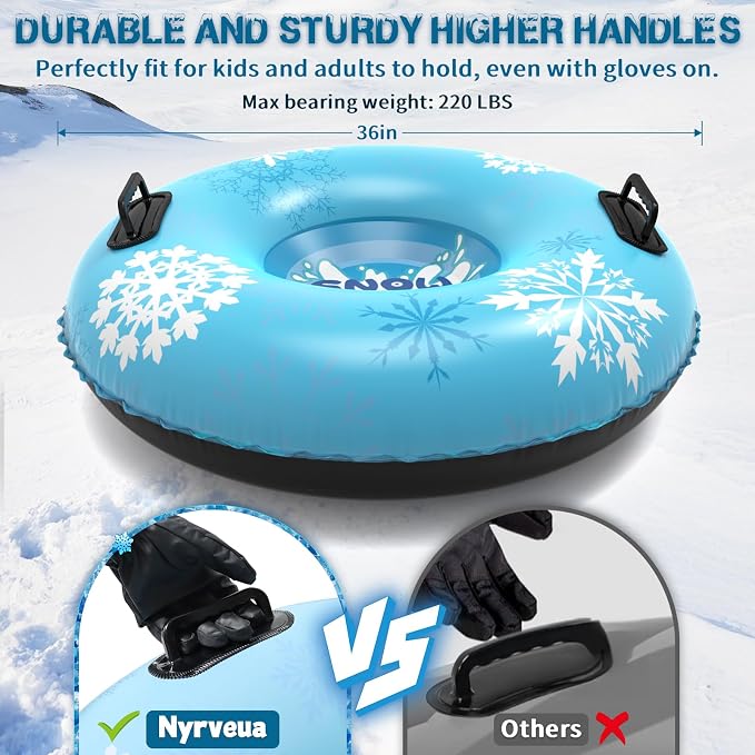 36'' 4Pack/ 47'' 1Pack Sleds, Snow Sled for Kids and Adult, Snow Tube for Sledding Heavy Duty Thickened Double Bottom with Handles, Sleds for Snow Outdoor Toys Gifts for Family Boys and Girls