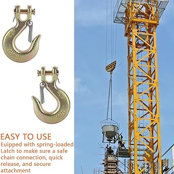 JMIATRY 4 Packs 516 Clevis Slip Hook,516 Inch Chain Hooks 70 Forged Heavy Duty Safety Chain Hook for 8mm Chain, 17500 Lbs Capacity