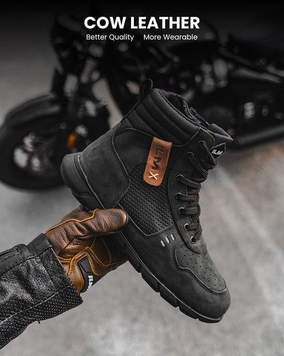 Size 11-Mens ILM Motorcycle Leather Shoes for Men Waterproof Anti-Slip with Ankle Support Model UB305