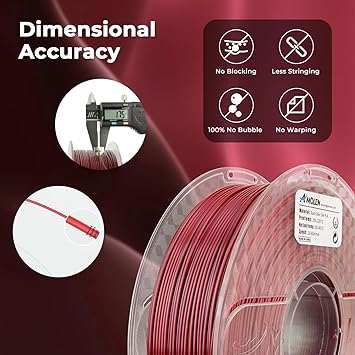 AMOLEN Silk PLA 3D Printer Filament, Silk Dual Color Red Black PLA Filament 1.75mm, Shiny Coextrusion PLA Filament, Color Change 3D Printing Filament 1KG2.2lb
