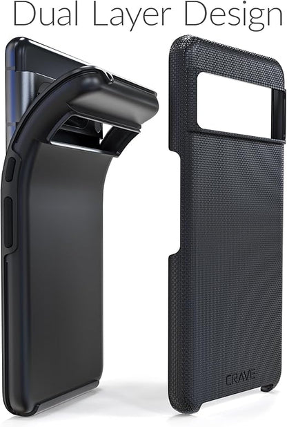 Crave Dual Guard for Google Pixel 8 Pro Case, Shockproof Protection Dual Layer Case for Google Pixel 8 Pro - Black