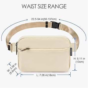 ZORFIN Fanny Packs for Women Men: Crossbody Belt Bag with Adjustable Strap - Fashion Waist Packs for Workout Running Traveling Hiking Ivory
