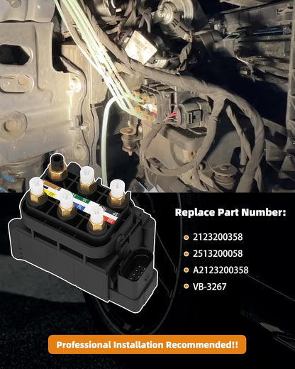 Air Suspension Solenoid Valve Block Compatible with Mercedes-Benz CL550 GL320 GL350 GL450 GL550 GLE400 GLE500 ML250 ML320 ML350 S350 S400 S550 S600 S63 S65 AMG Replace# 2123200358