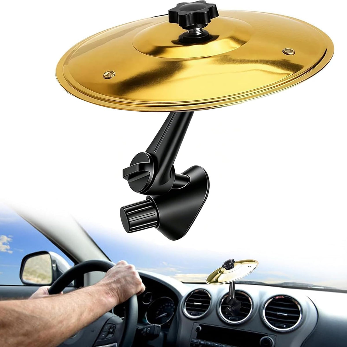 Car Cymbal Air Vent, Car Symbol Drum Air Vent, Crash Dash Board Drum Symbol, Mini Drums Crash Cymbal For Music Lovers(Gold)