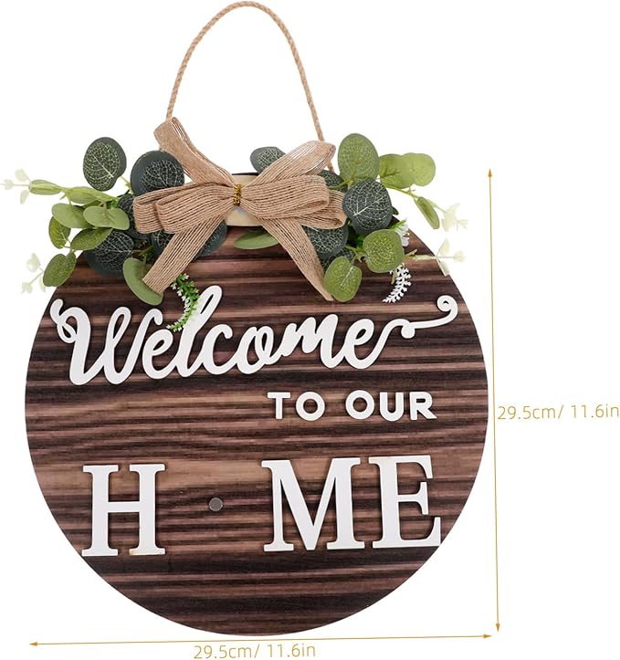 ERINGOGO Interchangeable Welcome Sign Wooden Door Plate Pendant Front Door Decor Hanging Ornament