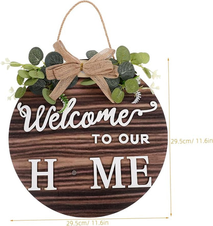 ERINGOGO Interchangeable Welcome Sign Wooden Door Plate Pendant Front Door Decor Hanging Ornament