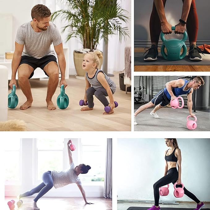 RUNWE 3 Handle Kettlebells Weight - Weight for Women Options 5, 10, 15 and 20 LB for Russian Twists AB Exercise, Weightlifting and Core Fitness Exercise Home Gym [Single] (minor cosmetic dents)