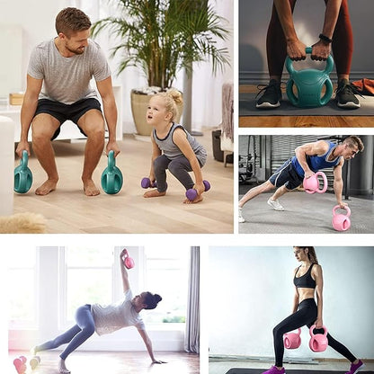 RUNWE 3 Handle Kettlebells Weight - Weight for Women Options 5, 10, 15 and 20 LB for Russian Twists AB Exercise, Weightlifting and Core Fitness Exercise Home Gym [Single] (minor cosmetic dents)