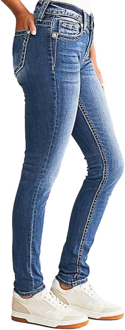 Women's Butt Lifting Mid Rise Tummy Control Skinny Jeans