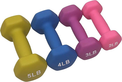 HEX Neoprene Dumbbell Coated Colorful Hand Weights in Pair