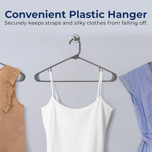 SereneLife Premium 10 Pack Plastic Hangers, Lightweight, Durable, Space Saving Clothes Organizers, Suitable for Shirts, Sweaters, Hoodies, Dresses, Kids Clothes, Good for Home Organization (Gray)