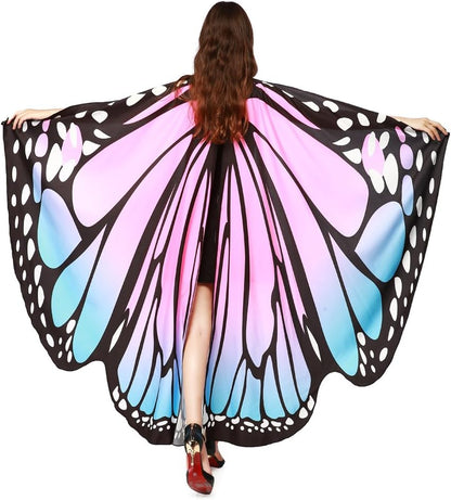 LERFEY Butterfly Wings for Women Fairy Ladies Cape Halloween Dress Up Costume Accessory Party Cape Nymph Pixie Cloak.