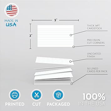 Home Advantage Ruled White Index Cards, File Note Cards (3-x-5-inch)