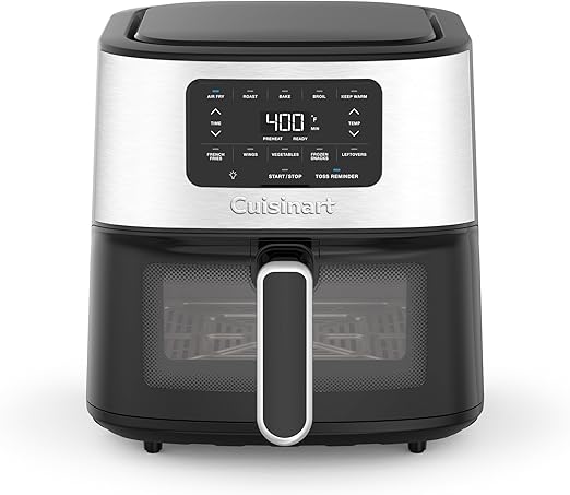 Cuisinart Air Fryer Oven  6-Qt Basket Stainless Steel Air Fryer  Dishwasher-Safe Parts with 5 Presets  Roast, Bake, Broil, Air Fry and Keep Warm  Quick & Easy Meals  AIR-200