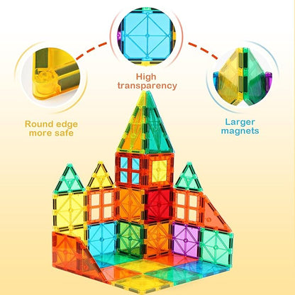 FNJO Magnetic Tiles, 95PCS Magnet Building Set, Magnetic Building Blocks,Construction STEM Learning and Playing Toys for Kids, Montessori Toy for Preschool Boys Girls Toddlers Classroom Must-Haves