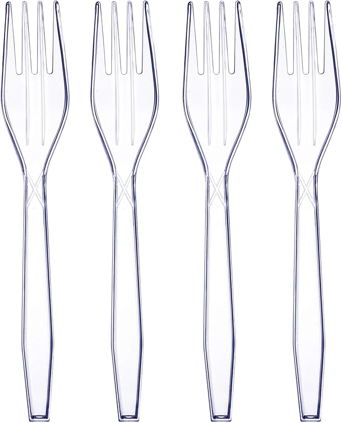 50 Medium-Weight Disposable Plastic Forks - Clear